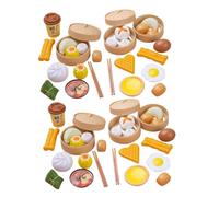CORHAD 58Pcs Interactive Kitchen Play Food Set Pretend Cooking for Includes Variety of Chinese Breakfast Foods for Role Play at Home Park Parties
