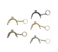 CORHAD 5cm Mini Semicircle Purse Frame Clutch Lock with Key Ring, 5pcs Mixed Colors, DIY Coin Bag Accessories for Handbag Crafting and Sewing Projects Random Color