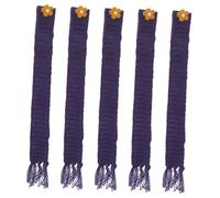 CORHAD 5pcs Adjustable Mini Knitted Scarf for Dolls and Stuffed Animals Soft Yarn Decorative Miniature Party Scarves for Crafts and Accessories in Navy Blue