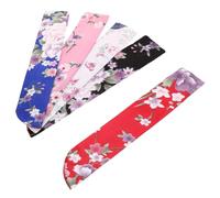 CORHAD 5pcs Japanese Folding Hand Fan Bags Portable Lightweight Handheld Fan Cases with Floral Pattern for Women Wedding Gift Storage Pink Blue Red Black White
