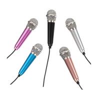 CORHAD 5pcs Mini Microphone Singing Mic for Phone Metal Material Portable Vocal Microphone Accessory for Computer Tablet Easy to Use