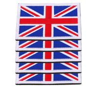 CORHAD 5pcs UK Flag Embroidered Hook and Loop Patches for Clothes Hats Backpacks Easy Sew DIY British Union Jack Appliques for Personal Style and Decoration
