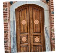 CORHAD 5Pcs Wooden Carved Onlay Appliques for Furniture Decor Rubberwood Round Applique DIY Home Decorative Ornaments for Cabinets Doors Beds Mirrors Easy to Install