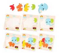 CORHAD 5pcs Wooden Puzzle Board for Educational with Cartoon Animals Patterns Bee Frog Goldfish Fish Elephant Portable and S Jigsaw