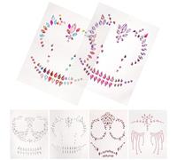 CORHAD 6 Sheets Face Jewels Sticker Temporary Tattoos Resin Paper Peel and Stick No Glue Needed for Adults Halloween Face Sticker