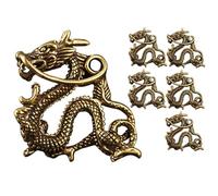 CORHAD 6pcs Brass Dragon Pendants Retro Chinese Style Keychain Decorations DIY Craft Charms with Detailed Carved Design for Feng Shui Ornament and