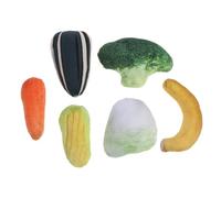 CORHAD 6pcs Catnip Pet Kitten Interactive Playset with Realistic Plush Vegetable Shapes Carrot Cabbage Broccoli Banana Corn Sunflower Seed for Exercise and Curiosity Stimulation