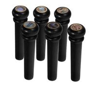 CORHAD 6pcs Ebony Wooden Guitar Bridge Pins with Copper Rings and Abalone Inlays Moisture-resistant Acoustic Guitar Parts for Reliable Tuning Stability and Wide Compatibility