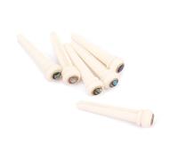 CORHAD 6pcs Guitar Bridge Pins Bone and Brass Pins Acoustic Guitar Bridge Set Circle and Shell Dot String Nails for Replacement