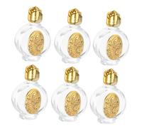 CORHAD 6pcs Mini Glass Holy Water Bottles with Rose Decoration Leakproof Lid Small Decorative Jars for Baptism Wedding Travel Toiletry Bottles
