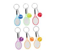 CORHAD 6pcs Mini Tennis Keychain with Racket Charms and Sports Bag Pendant Lightweight Keyring for Women Creative Party Favors and Gift for Racket Enthusiasts