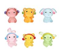 CORHAD 6pcs Miniature Cute Resin Animal Figurines Set - Pig, Bear, Elephant, Dog, Rabbit - Small Simulation Farm Animal Models for DIY Micro Landscape, Garden Ornaments, Desk Decoration