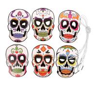 CORHAD 6Pcs Paper Party Masks DIY Day Dead Decorative Skull Masks for Festival Masquerade Ball and Halloween Costume Accessories