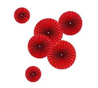 CORHAD 6pcs Red Paper Fan Set Christmas Decoration for Wedding Room Theme Party Decorations