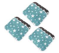 CORHAD 6pcs Reusable Washable Pet Sleep Mats for Hamster Guinea Pig Cage Bedding, Thermal Soft Nest Pads with Green and Grey Star Pattern, Small Animal Training Absorbent Liners