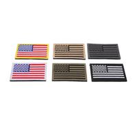 CORHAD 6pcs US Flag Embroidered Patches Set with Hook and Loop Fastener, Patriotic Military Green, Gray, White Border, Yellow Border, Coyote, Black White Shoulder Appliqués for Clothing,