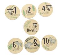 CORHAD 7pcs Discs Double-Sided Wooden Growth Markers for Newborns Natural Cards for Capturing Precious Moments First Year