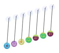 CORHAD 7pcs Reptile Bell Ball Toy Set with Suction Cups for Bearded Dragon and Lizard, Wear-resistant Compact Household Reptile Toy Balls for Small Pets and Terrarium Accessories Random Color