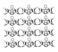 CORHAD 80pcs Silver Triple Moon Pentagram Charms for Jewelry Making, Zinc Alloy Material Hanging Hole, Creative and Unique Design for DIY Crafts and Bracelet Pendants
