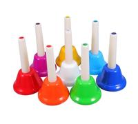 CORHAD 8pcs Colorful Tone Hand Bells for Wood and Metal Musical Instruments for Interactive Percussion Enhancing Music Skills and Education
