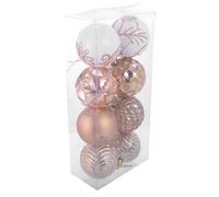 CORHAD 8Pcs Gold-Tone Christmas Tree Balls Ornaments Set, Colorful Xmas Hanging Balls for Holiday Decor, Festive Christmas Tree Decorations