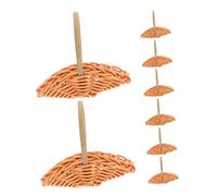 CORHAD 8pcs Miniature Woven Flower Baskets with Handles Handcrafted Shell Shaped Candy Holders for Dollhouse Fairy Garden Lightweight Friendly Decorative Props