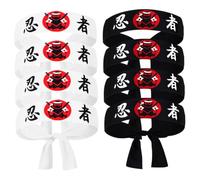 CORHAD 8pcs Traditional Japanese Ninja Headbands for Chefs and Martial Arts Soft Skin-friendly Fabric Authentic Samurai Style for Karate Sushi Chef and Costume Accessories