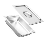 CORHAD 9l Buffet Food Tray Stainless Steel Reusable Rectangle Metal Plate Easy to Clean Silver Serving Tray for Kitchen Use and Party
