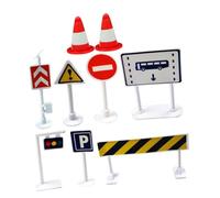 CORHAD 9Pcs Road Sign for Traffic Scene Simulation with Parking and Street Signs Educational Playset for Motor Skills and Imaginative Cooperative Pretend Play
