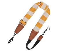CORHAD Adjustable No Drilling Ukulele Belt with Orangeyellow Plaid Design Comfortable Lightweight Shoulder Strap for All Ukulele Gift