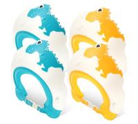 CORHAD Baby Shower Caps Reusable Plastic Material Adjustable Hair Washing Guard 4pcs with Funny Dinosaur Design Comfortable Fit for Newborn Bath and Toddler Shampoo Protection