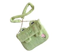 CORHAD Bag Cute with Metal Details Convenient and Portable Light Green Fluffy Plush Frog Shoulder Bag for Women for Casual Daily Use and Stylish Outings