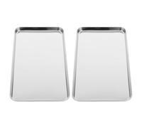 CORHAD Baking Tray Kitchen Baking Supply Stainless Steel 2pcs with Net Rack Flat Bottom Grill Tray Plate Suitable for Washing Vegetables and Steaming for Oven Use