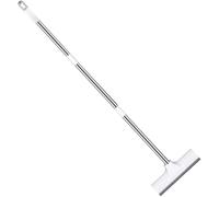 CORHAD Bathroom Cleaning Brush Improving Cleaning Efficiency with Handle Dual-function Floor Scrub Brush with Stiff Pp Bristles and Stainless Steel Scraper for Tiles and Bathtub