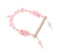 CORHAD Beaded Pink Bird Swing Perch Stand with Climbing for Indoor Parakeets Cockatiels Budgerigars Cage Playground Accessory for Boredom Relief Beak Health and Active Play