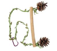 CORHAD Bite-resisting Bird Swing Parrot Toy with Wooden Frame and Suspended Design, Sturdy Hanging Swing for Cage Play, Summer Fun Accessory for Household Parrots and Parakeets