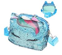 CORHAD Blue Unicorn Ear Shaped Crossbody Shoulder Bag with Sequins, Pu Leather Material, Easy to Clean and Multi-purpose, for Cosmetics and Beach Use