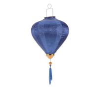 CORHAD Blue Vietnamese Silk Lantern Chinoiserie Tassel Hanging Lamp Shade for Chinese Year Wedding Decorations Reusable Chinese Fabric Lantern with Vintage Oriental Flair