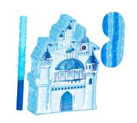 CORHAD Blue Winter Castle Pinata Candy Holder with Blindfold and Bat for Birthday Party Games Princess Theme Pinata for Xmas and Wedding Decorations Easy Hang with Fill Capacity