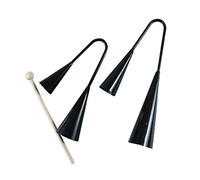 CORHAD Boy Girl Agogo Bell Toy Two Tone Musical Instrument with Wooden Stick for Early Education and Latin Music Durable and Portable Design Black