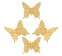 CORHAD Butterfly Single Golden Knobs Alloy 4pcs in Cabinet Retro Zinc Hole Installation, Vintage Decorative Drawer Handles and Wardrobe Kitchen Cupboards
