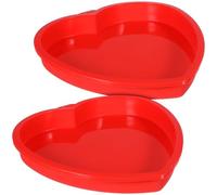 CORHAD Cake Pans 8 Inch Non-Stick Heart Shaped 2pcs Silicone Baking Molds with Wide Temperature Range Red Cake Tins for Romantic Occasions and Home Baking