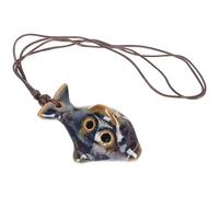 CORHAD Ceramic 6-hole Alto Ocarina in C Key with Crackle Blue Glaze, Beginner Practice Wind Instrument for Children and Adults, Portable Traditional Musical Folk Instrument