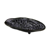 CORHAD Ceramic Butterfly and Bee Feeder Outdoor Water Dish Large Capacity Garden Decor Elegant Obsidian Glaze Feeding Tray for Butterflies and Bees