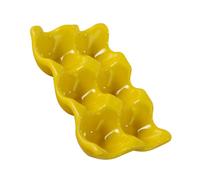 CORHAD Ceramic Egg Tray Organizer Holder Yellow Half Dozen Cups Egg Container Storage Box for Kitchen Fridge Refrigerator