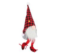 CORHAD Christmas Gnome Doll with Plaid Hat, Red Fabric Tomte Gnomes Decoration Plush Sitting Ornament for Holiday Window Display