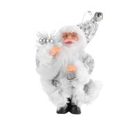 CORHAD Christmas Santa Clause Doll 19cm Standing Ornament with Silver Sequin Outfit, Festive Christmas Decoration for Home and Window Display