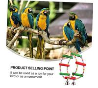 CORHAD Colorful Wooden Ferris Wheel Bird Swing with Bell Medium Parrot Chew for Birds Like Parakeets and Lovebirds Bright Beads for Interactive Cage Fun Easy to Hang with Hook