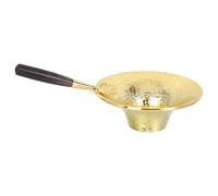 CORHAD Copper Tea Infuser with Handle Flower Shape Golden Copper Tea Strainer for Loose Leaf Tea, Easy to Clean, Japanese Zen Tea Ceremony Accessory