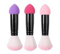 CORHAD Cream -ups Travel and On-the-go and, Aluminium Handles for 3pcs Dual-ended Makeup Brush Set Blush Application Natural-looking Finish Featuring Nylon Fiber